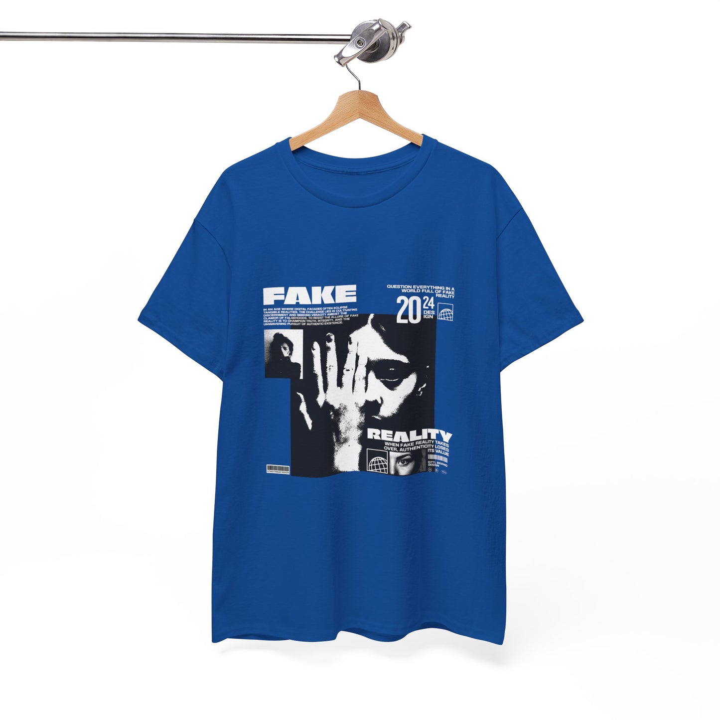 Fake Reality Graphic Tee — Distressed Black Retro TV Photo Shirt Printify