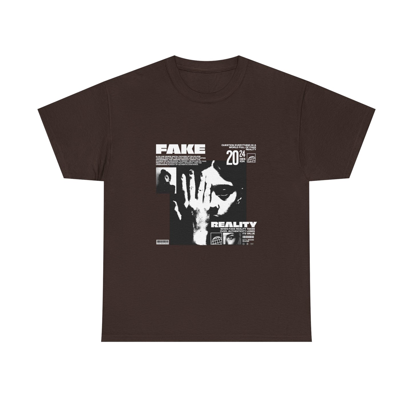 Fake Reality Graphic Tee — Distressed Black Retro TV Photo Shirt Printify