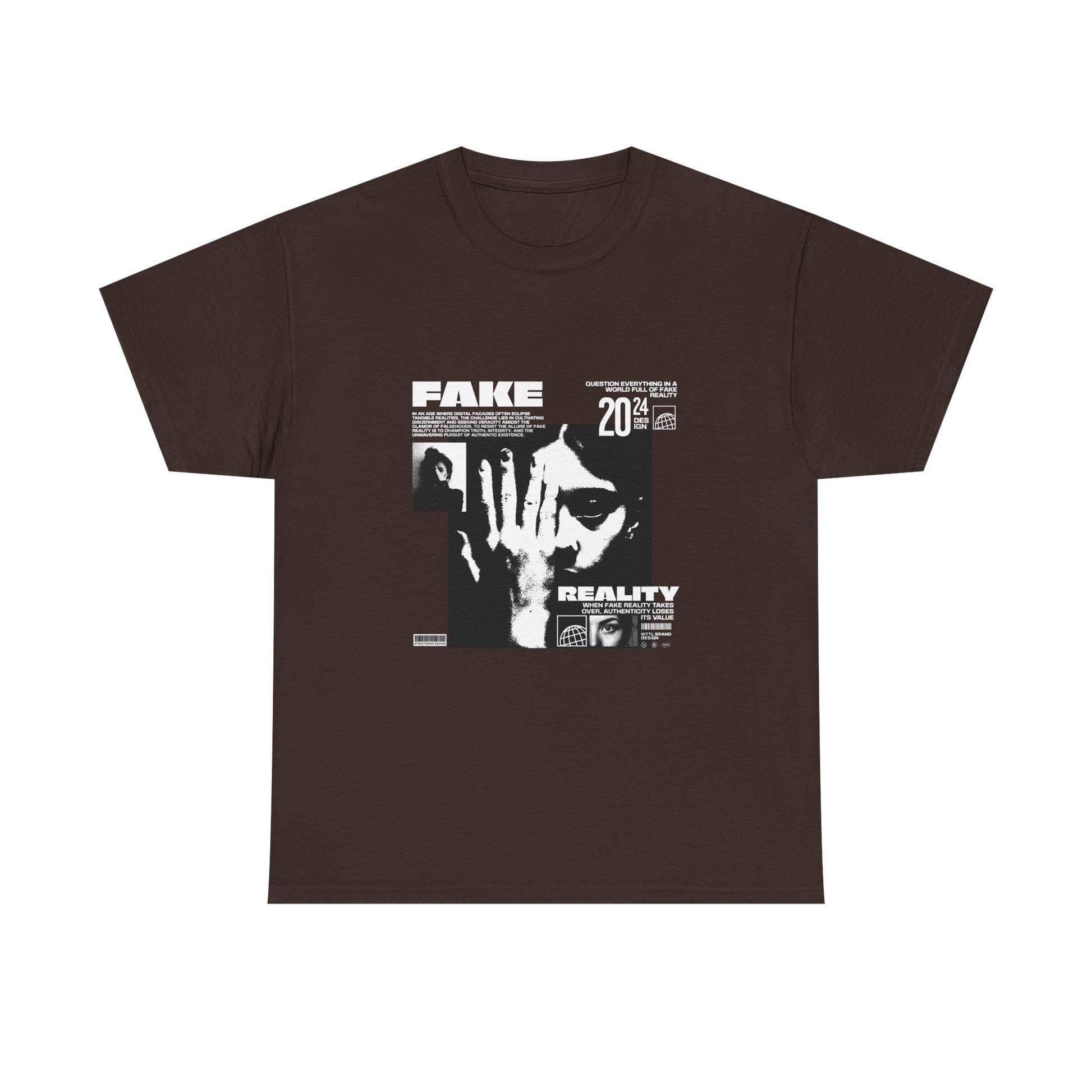 Fake Reality Graphic Tee — Distressed Black Retro TV Photo Shirt Printify