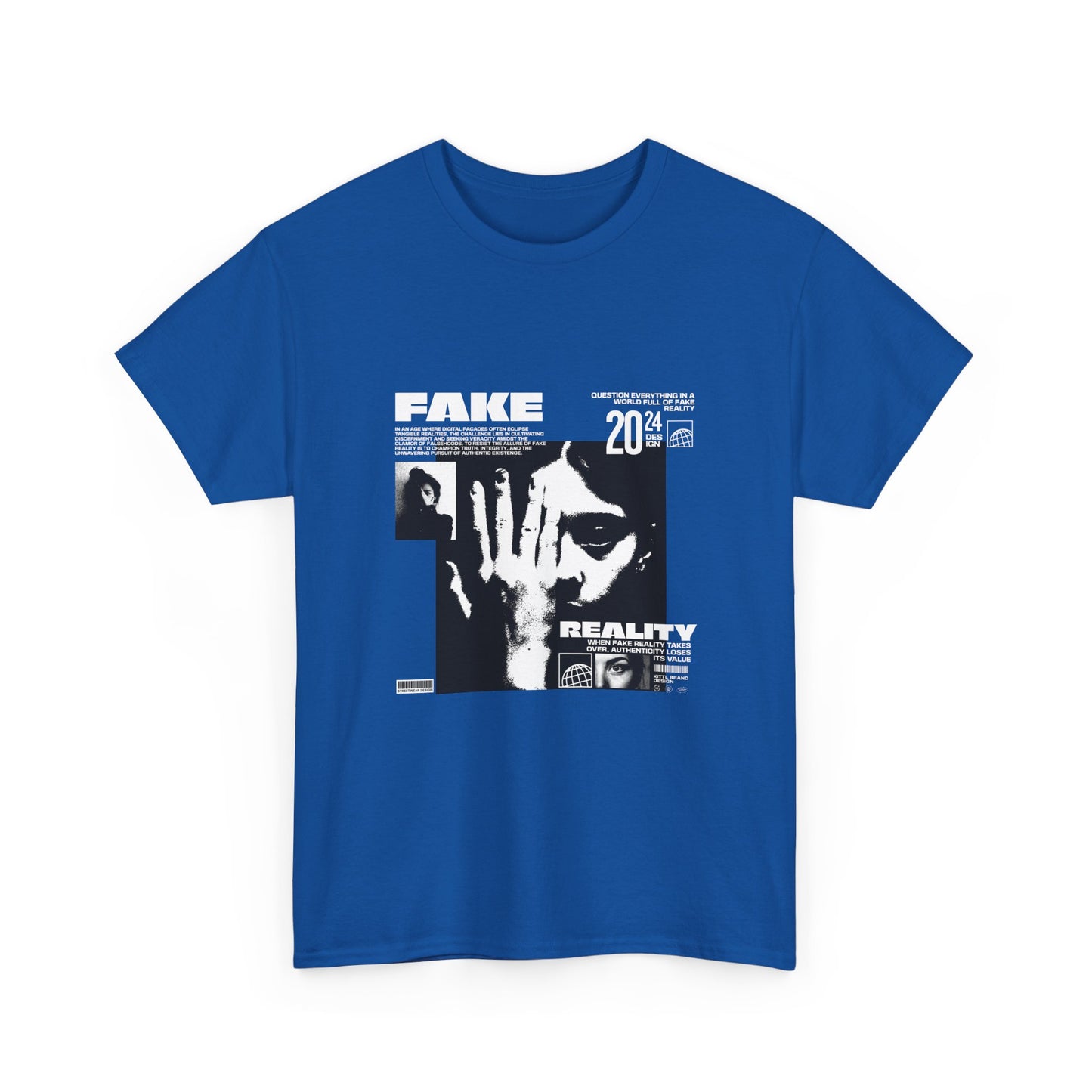 Fake Reality Graphic Tee — Distressed Black Retro TV Photo Shirt Printify