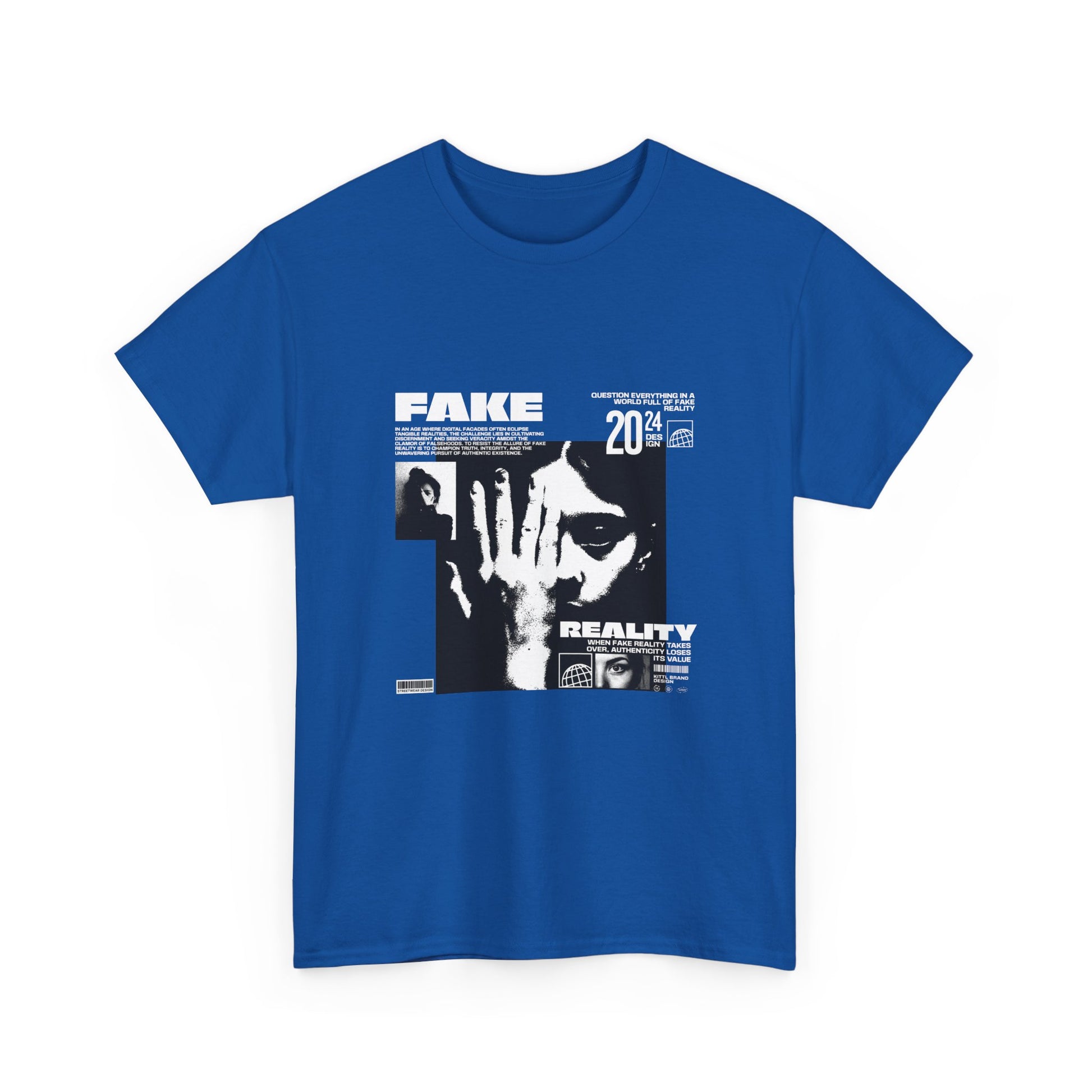 Fake Reality Graphic Tee — Distressed Black Retro TV Photo Shirt Printify