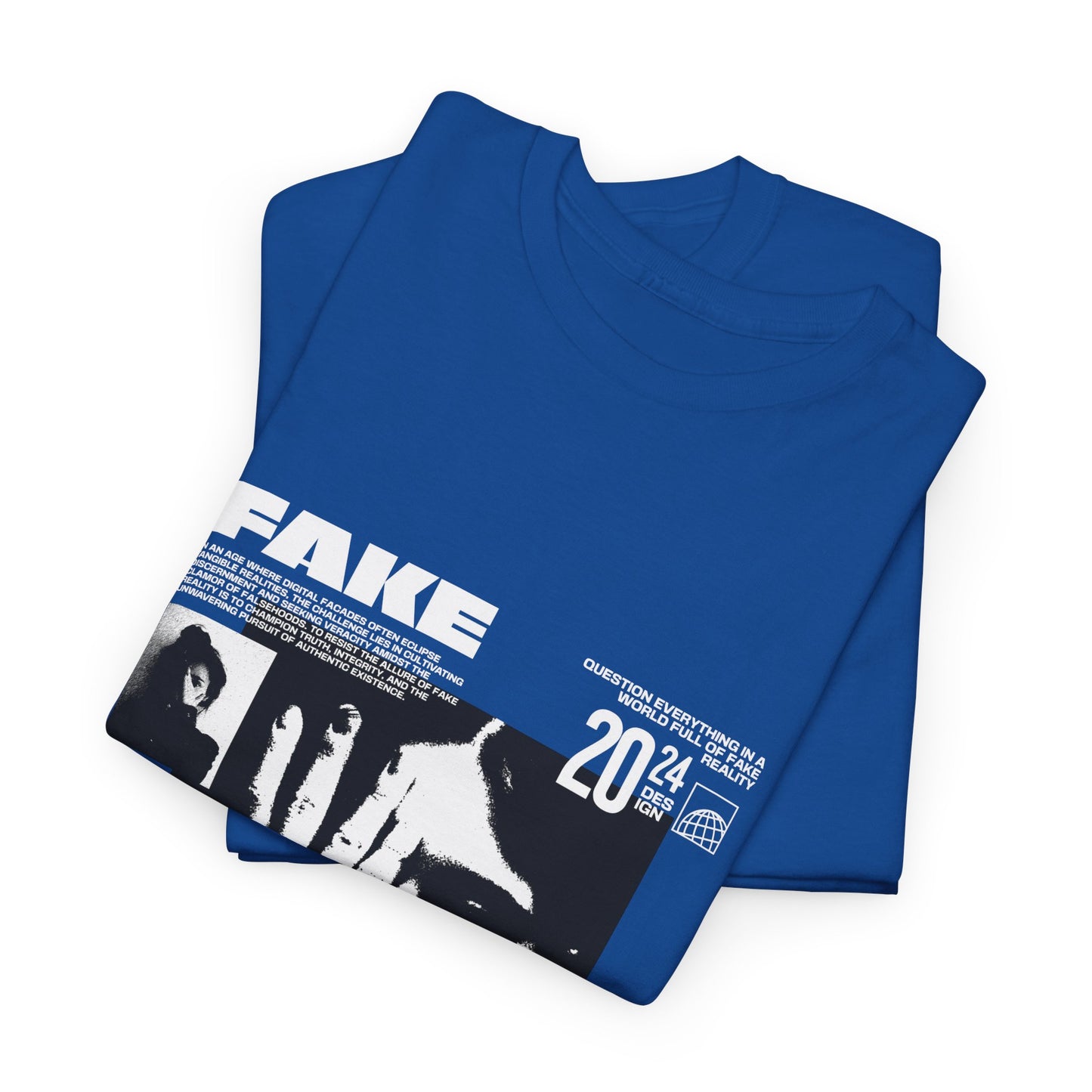 Fake Reality Graphic Tee — Distressed Black Retro TV Photo Shirt Printify