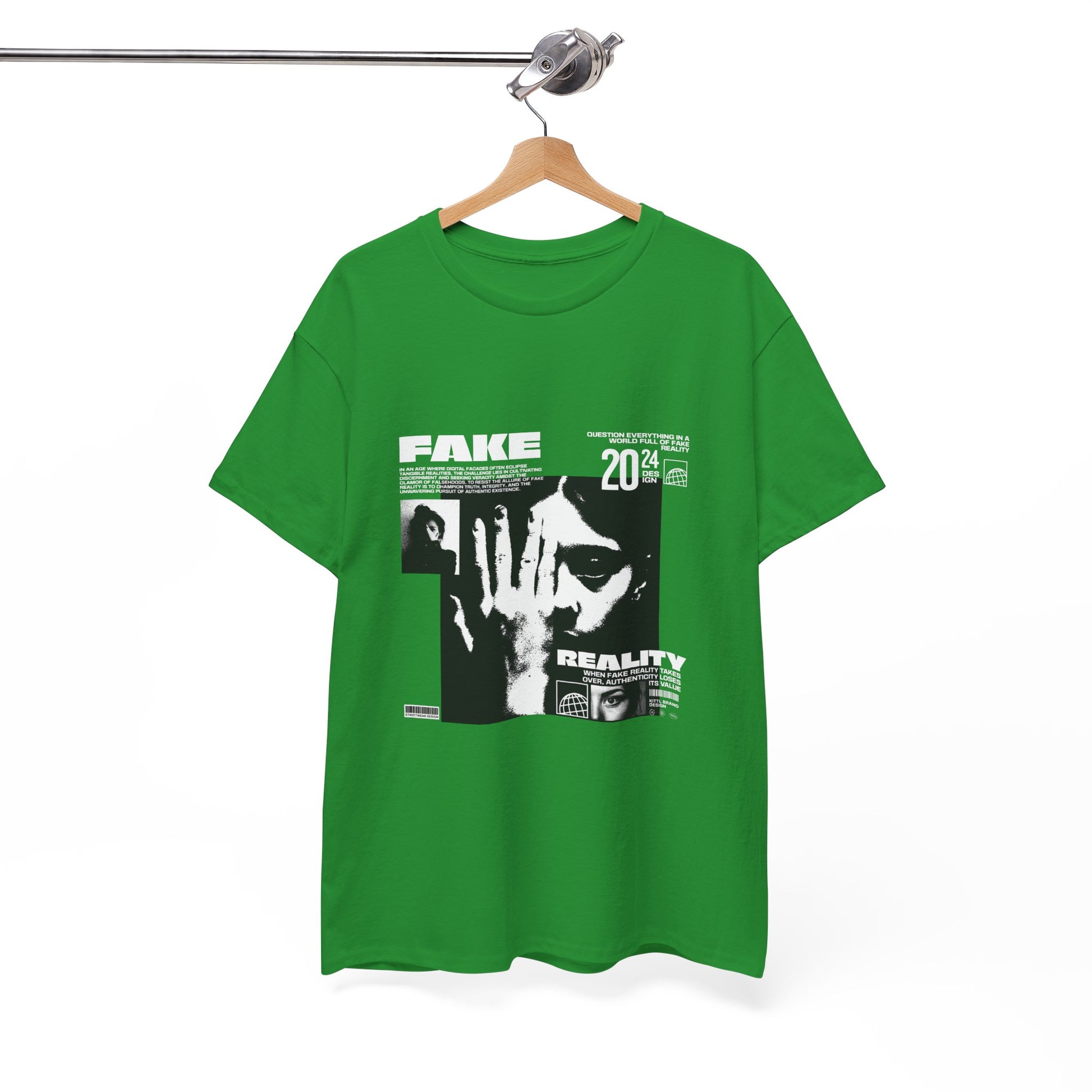 Fake Reality Graphic Tee — Distressed Black Retro TV Photo Shirt Printify