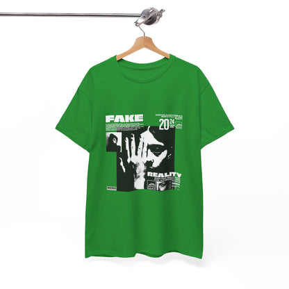 Fake Reality Graphic Tee — Distressed Black Retro TV Photo Shirt Printify