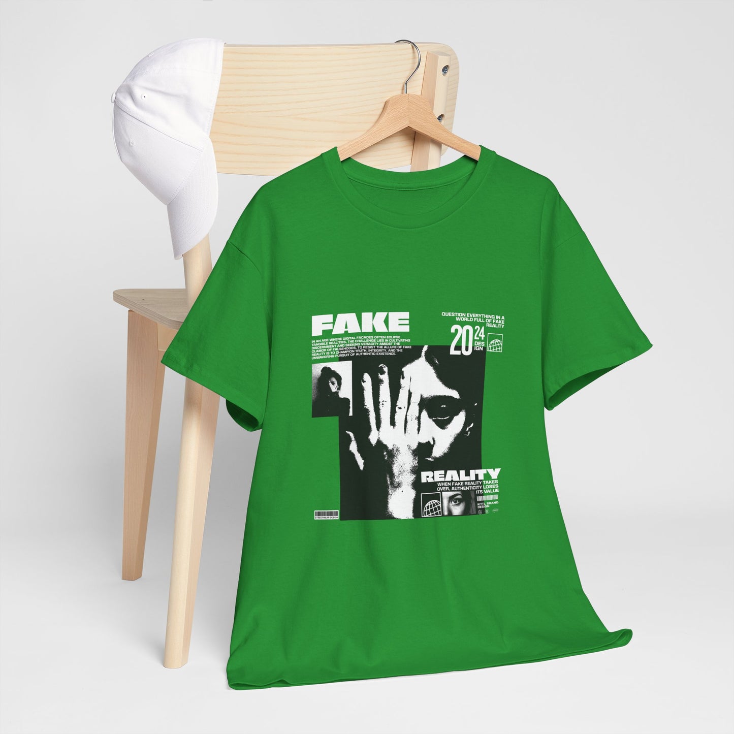 Fake Reality Graphic Tee — Distressed Black Retro TV Photo Shirt Printify