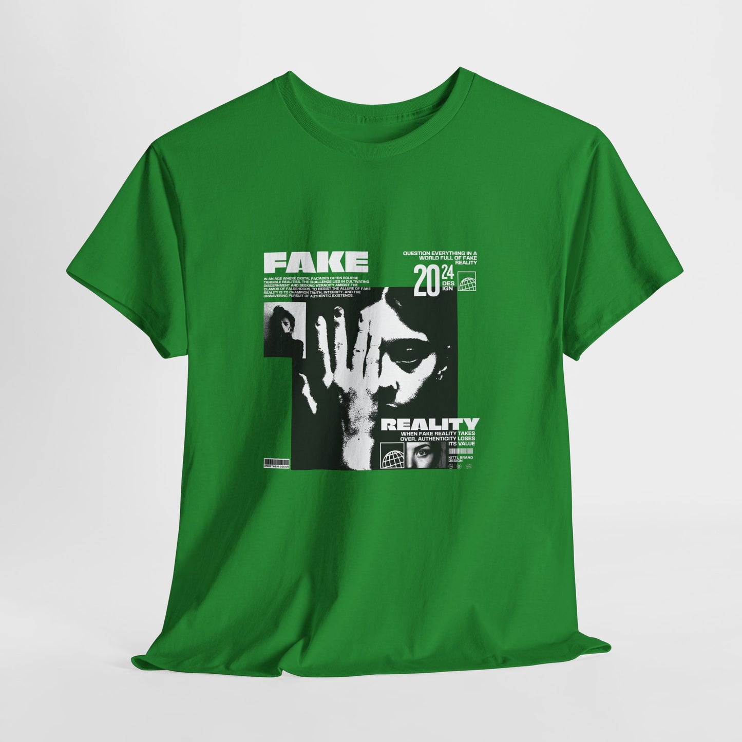 Fake Reality Graphic Tee — Distressed Black Retro TV Photo Shirt Printify