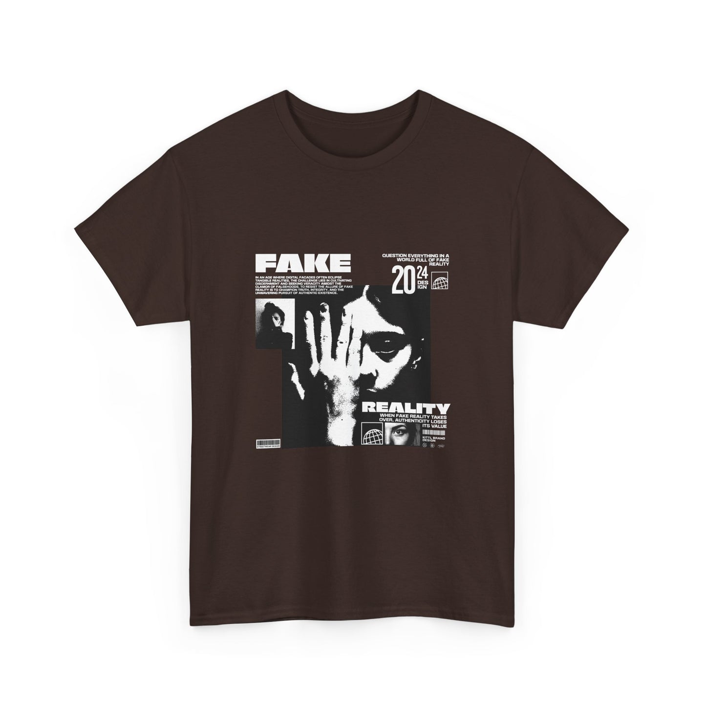 Fake Reality Graphic Tee — Distressed Black Retro TV Photo Shirt Printify