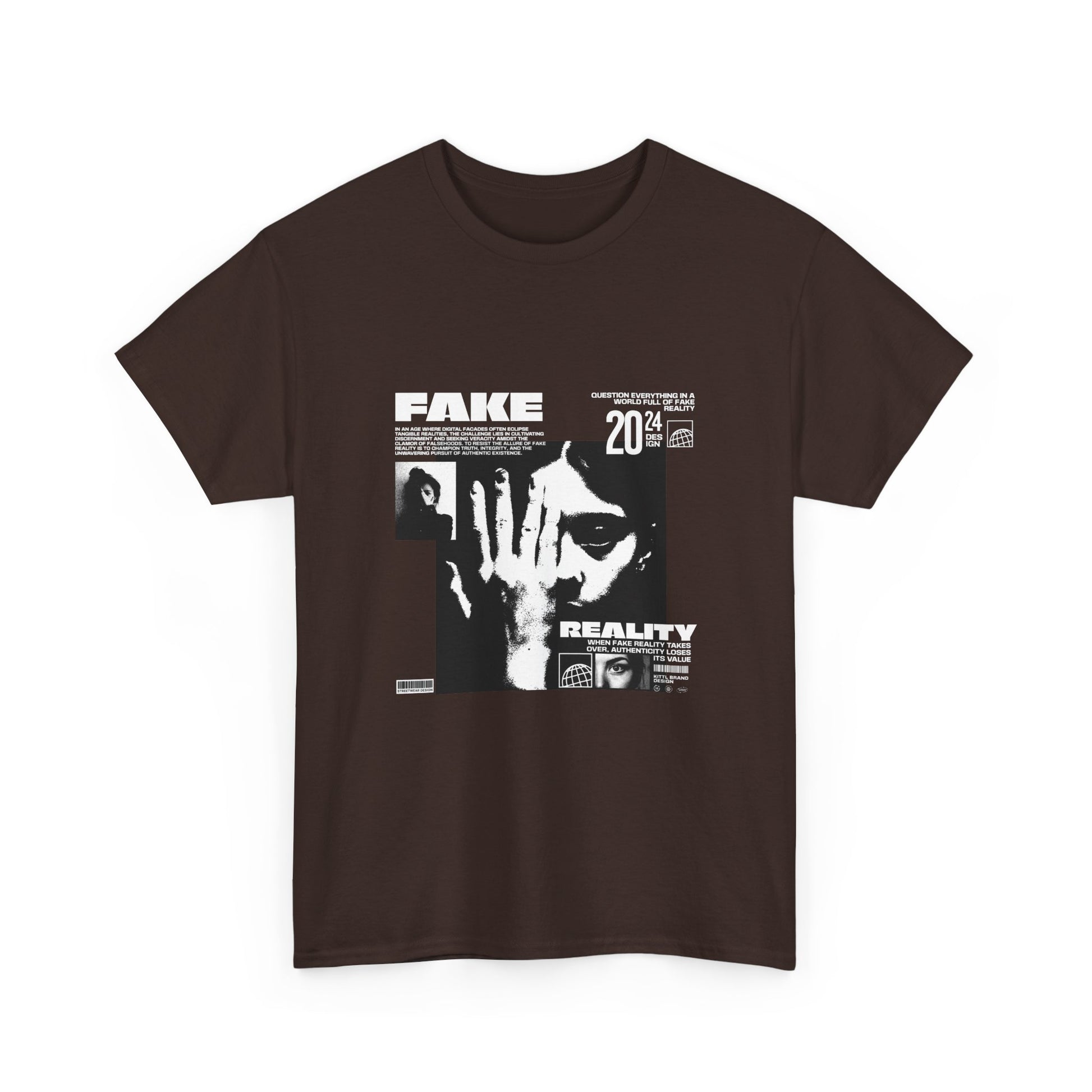 Fake Reality Graphic Tee — Distressed Black Retro TV Photo Shirt Printify