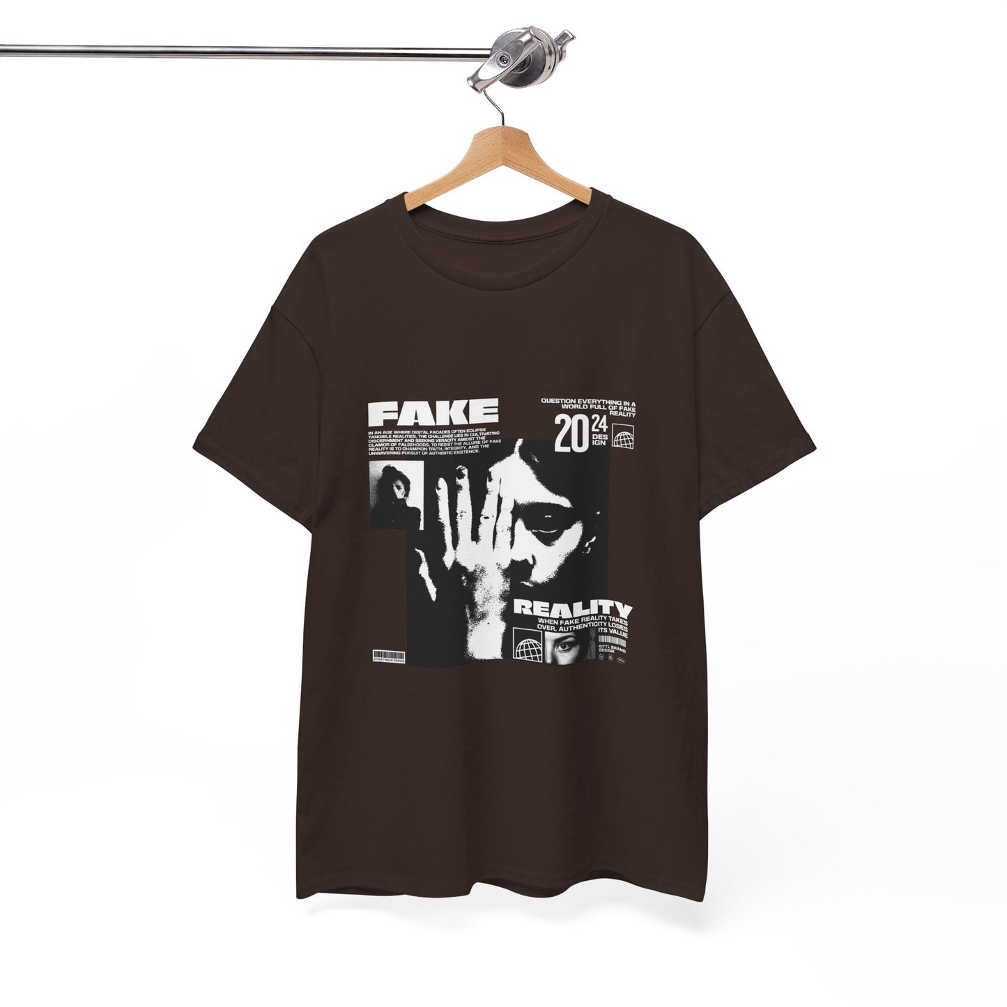 Fake Reality Graphic Tee — Distressed Black Retro TV Photo Shirt Printify