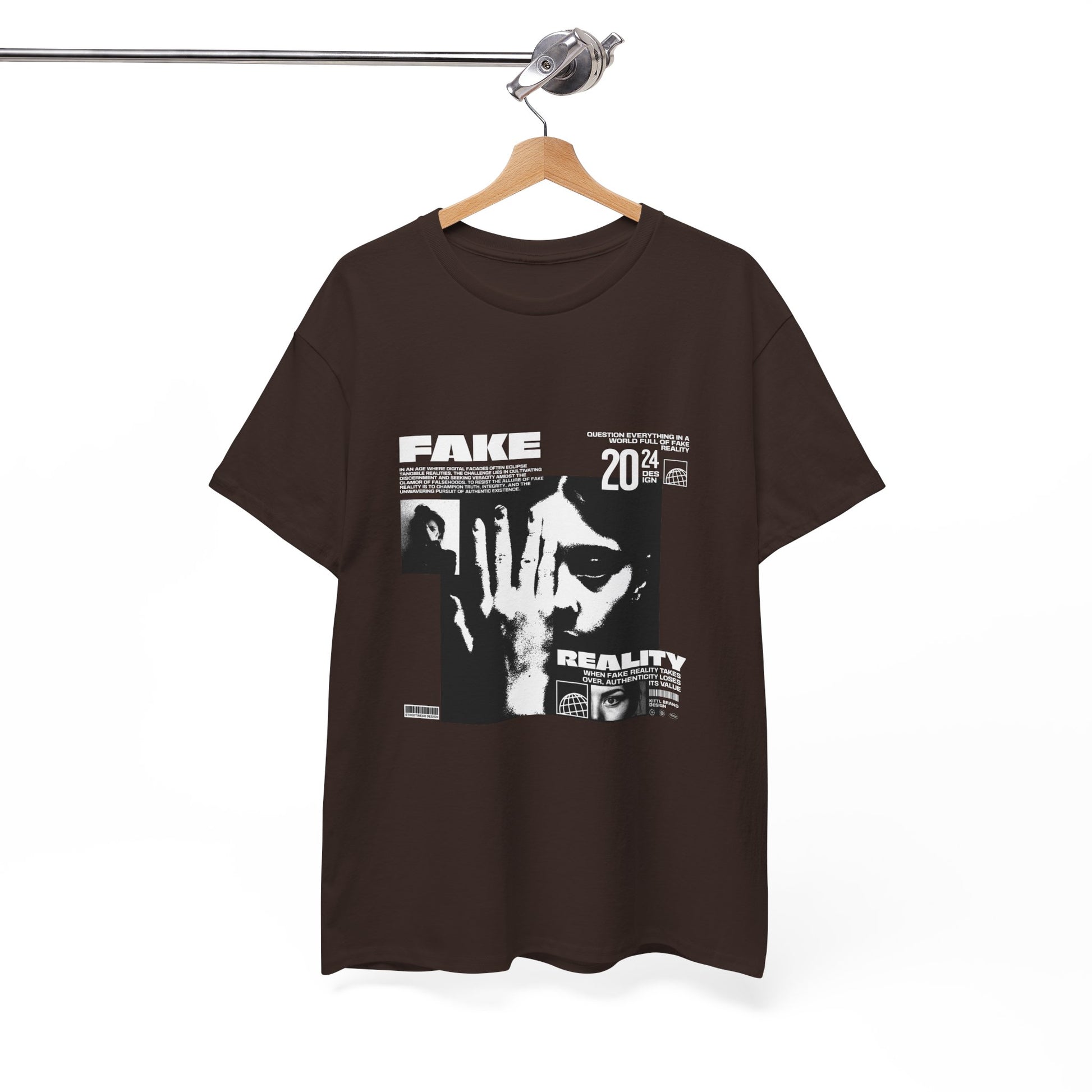 Fake Reality Graphic Tee — Distressed Black Retro TV Photo Shirt Printify