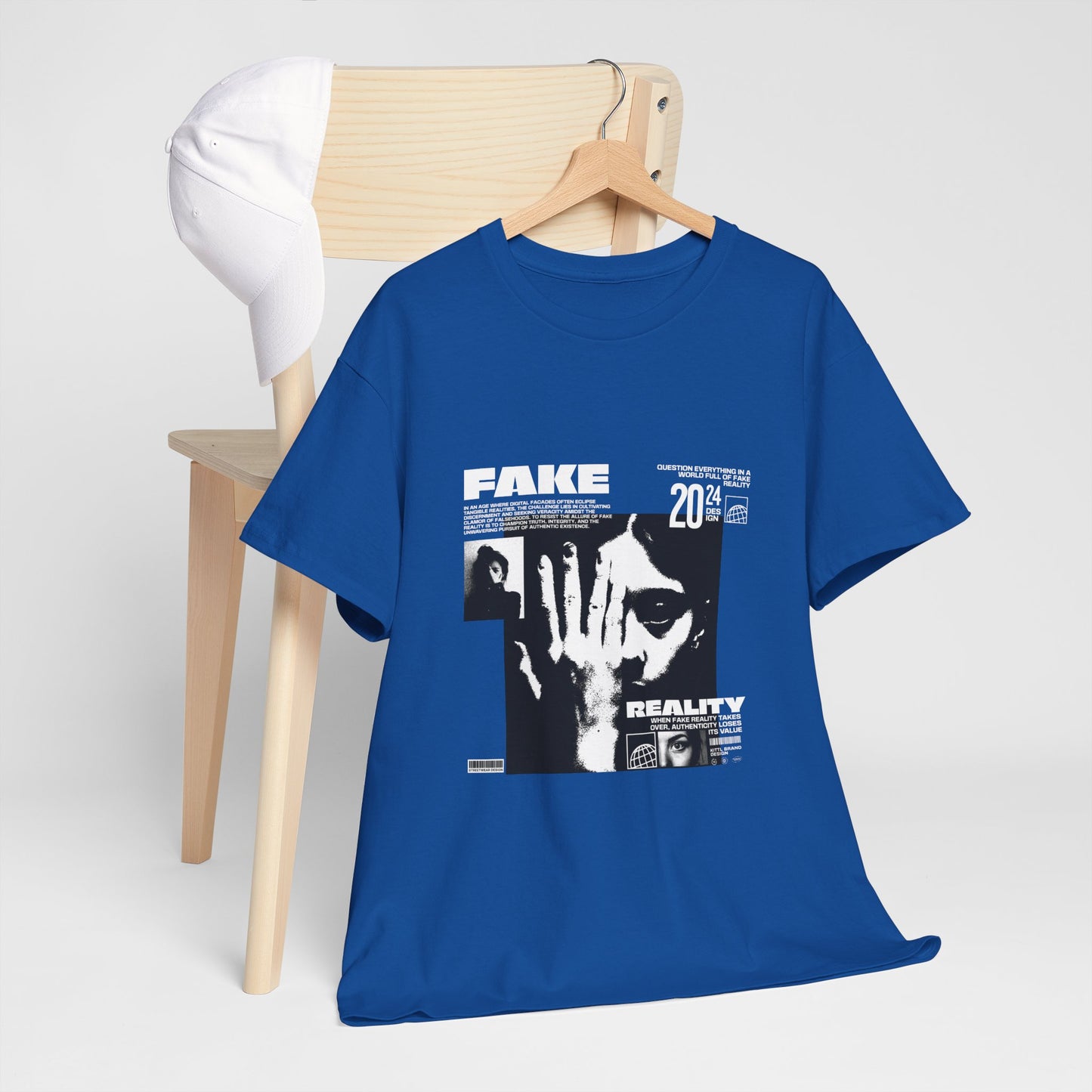 Fake Reality Graphic Tee — Distressed Black Retro TV Photo Shirt Printify