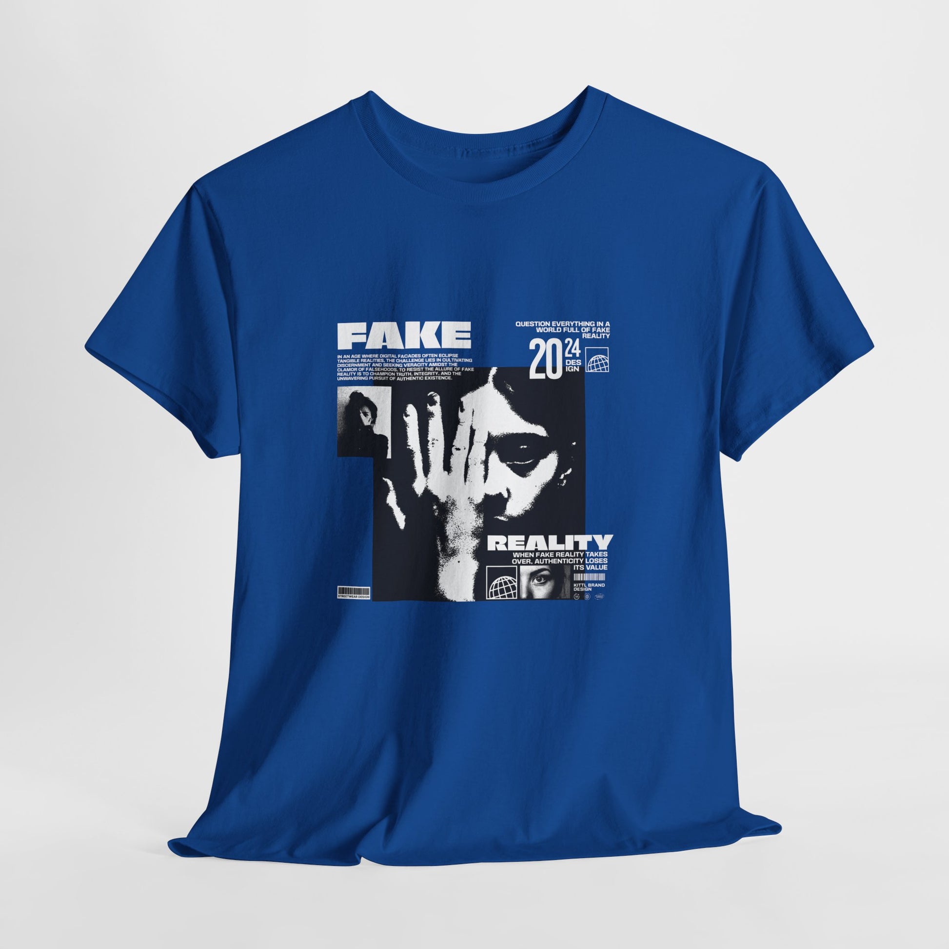 Fake Reality Graphic Tee — Distressed Black Retro TV Photo Shirt Printify