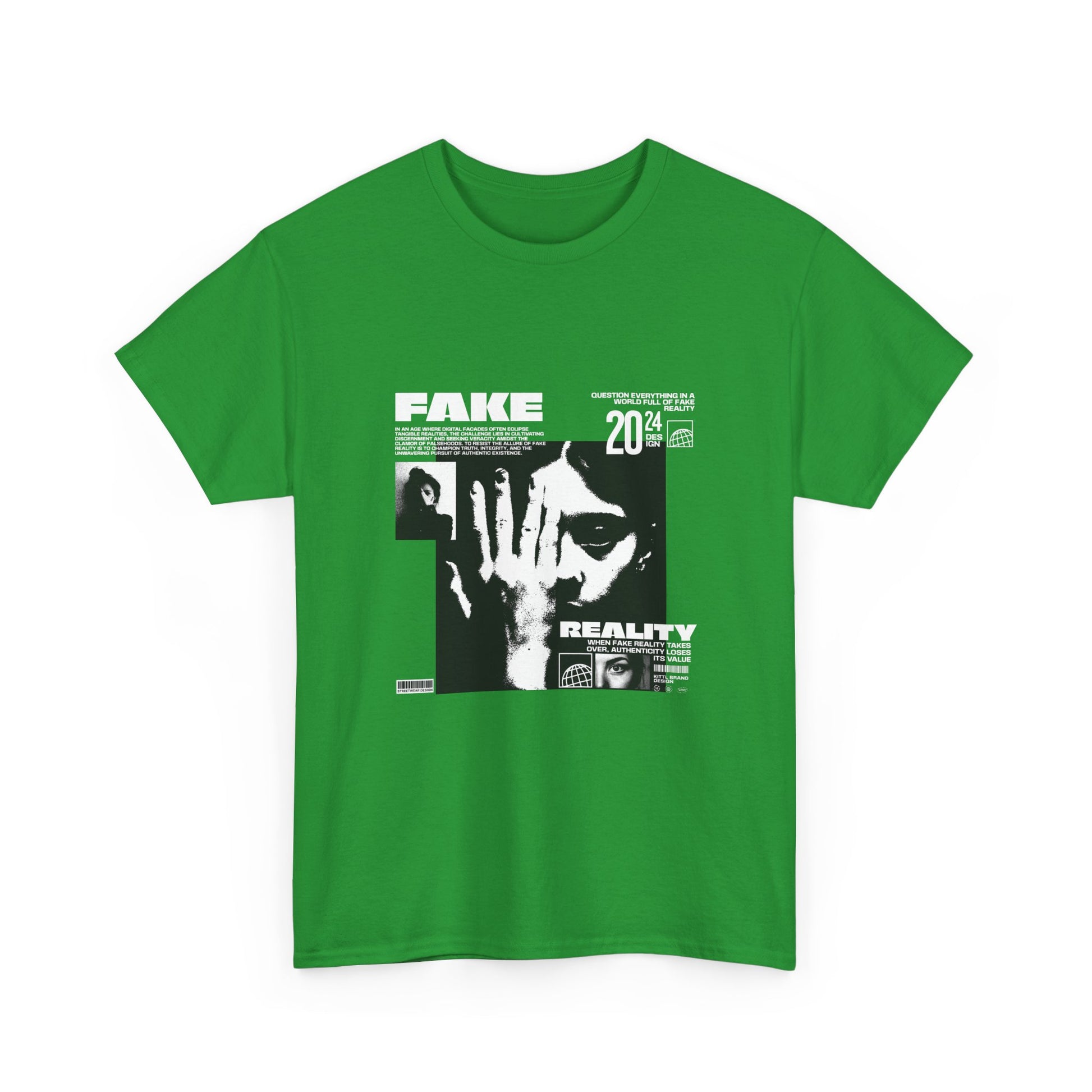 Fake Reality Graphic Tee — Distressed Black Retro TV Photo Shirt Printify