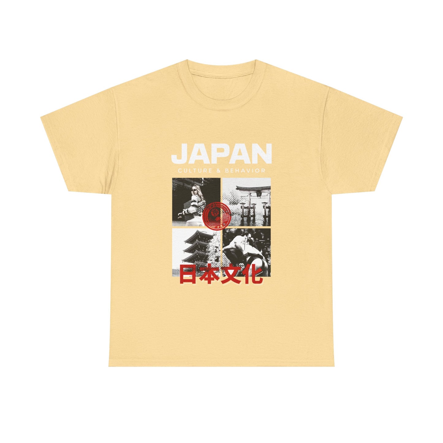 Japan Culture & Behavior Graphic Tee — 日本文化 Vintage Photo Collage T-Shirt Printify