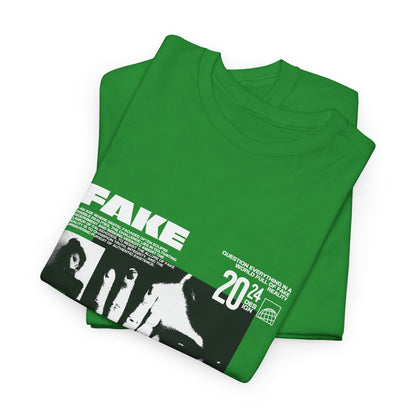 Fake Reality Graphic Tee — Distressed Black Retro TV Photo Shirt Printify